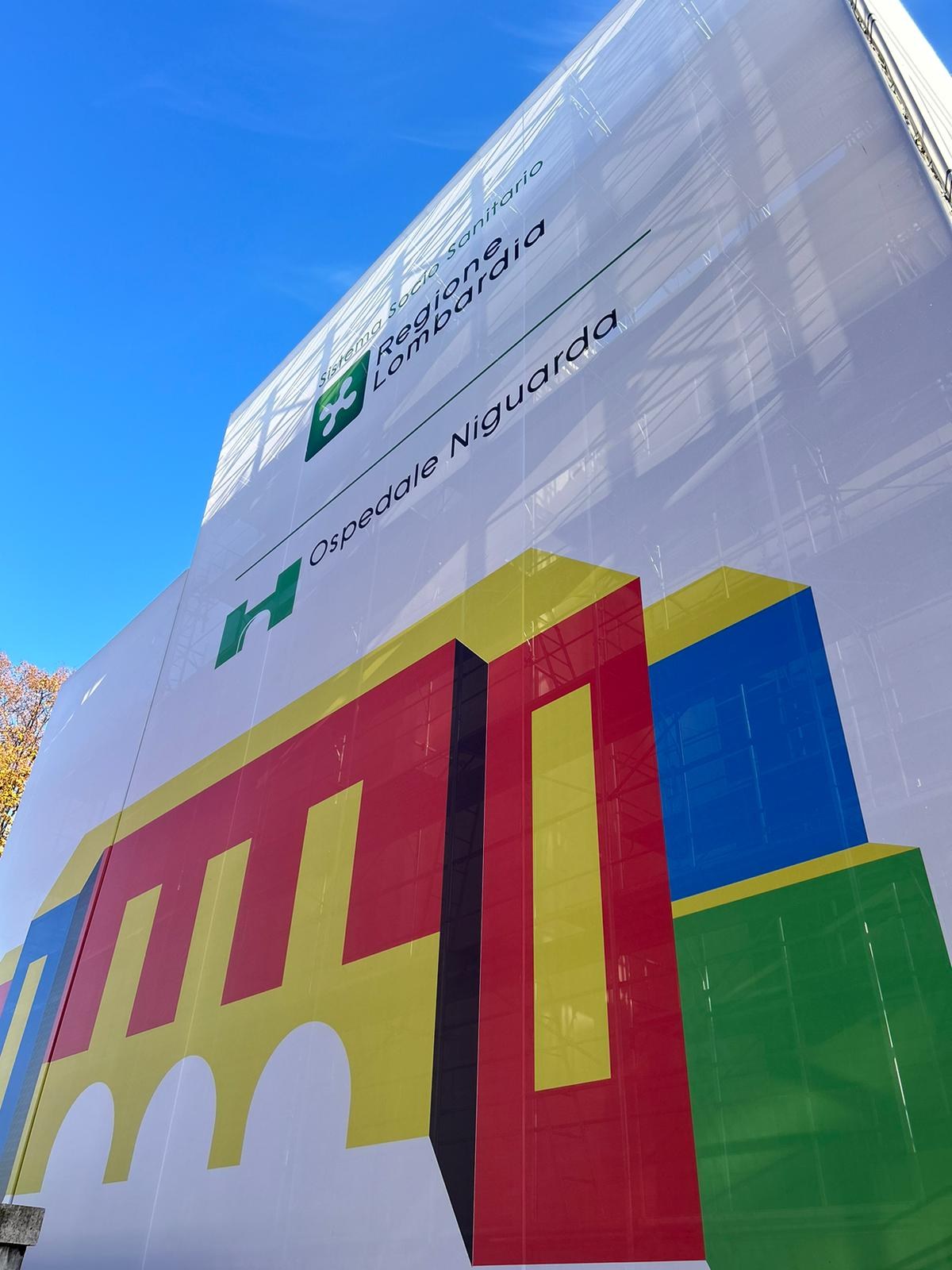 Fotokatalitikus textillel burkolt Ospedale Niguarda